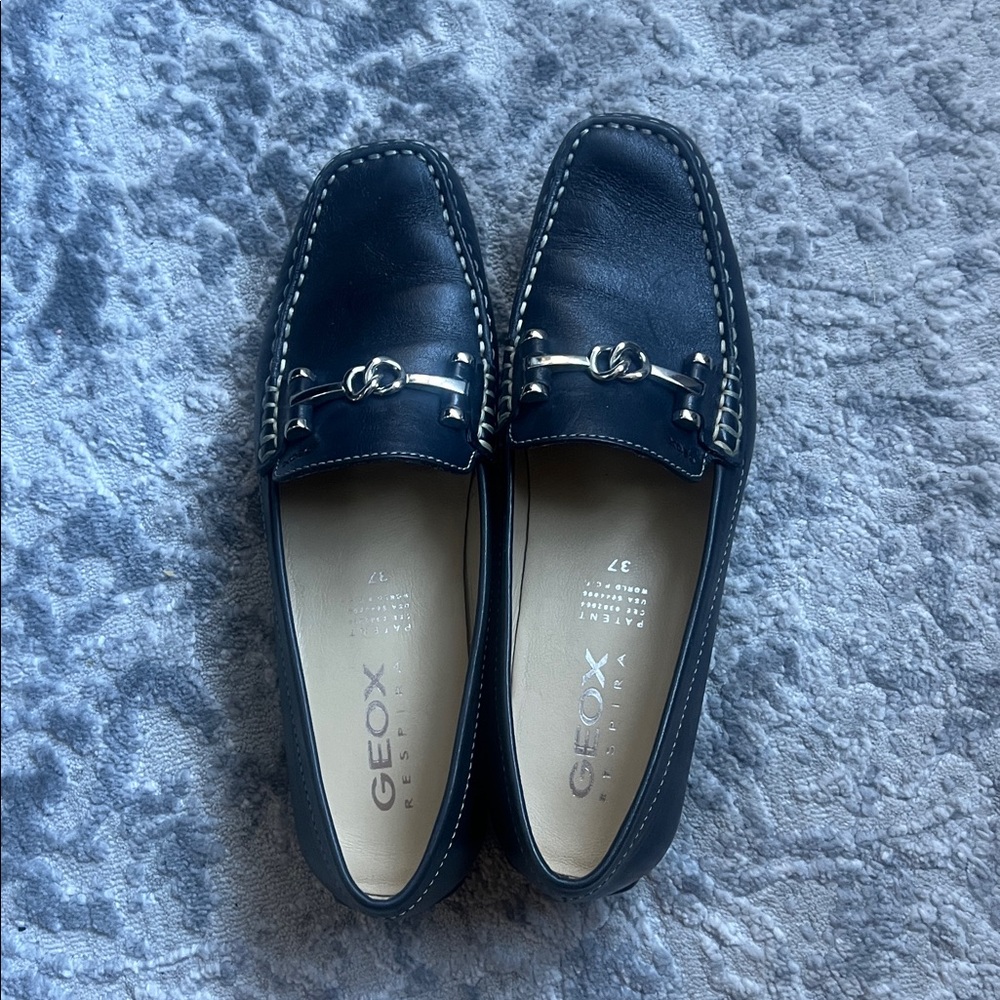 Geox Respira Navy Leather Loafers- Sz 37- NWOT - Picture 5 of 11